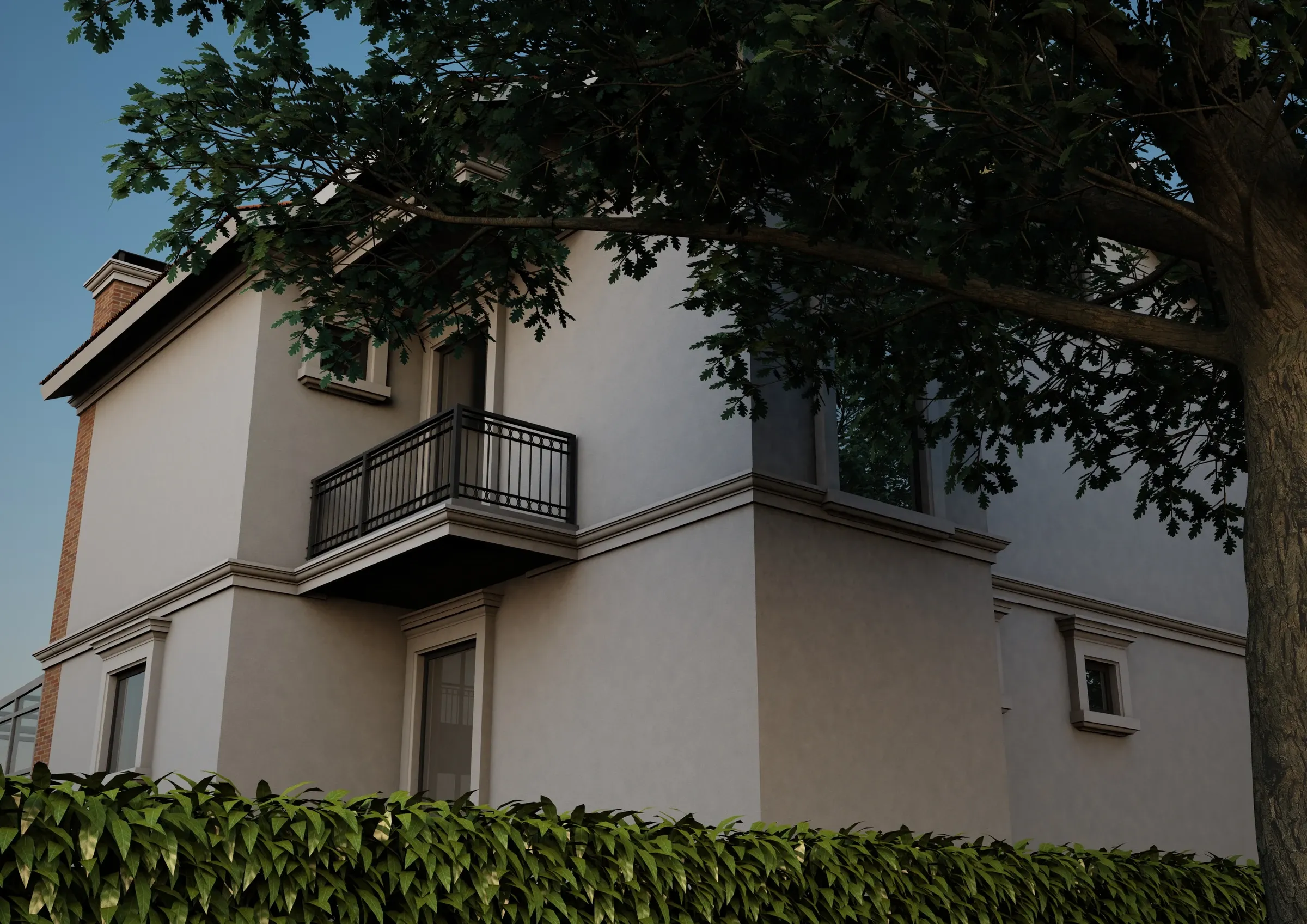 Ağaçlar Arasında Villa — Mevcut ağaç dokusu korunarak boşluklara yerleştirilen, sade cepheli konut.